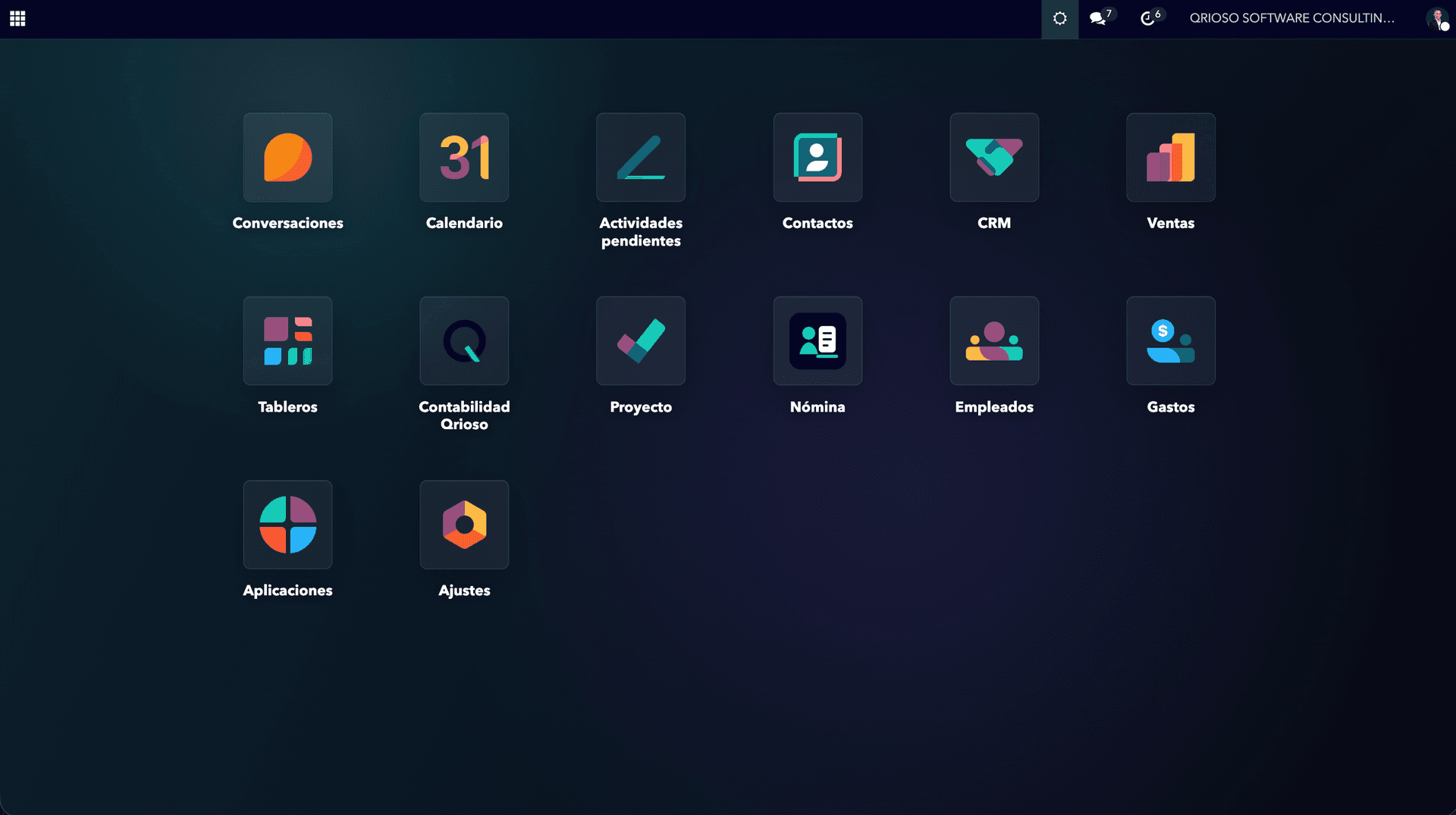 Enterprise apps view in Odoo.